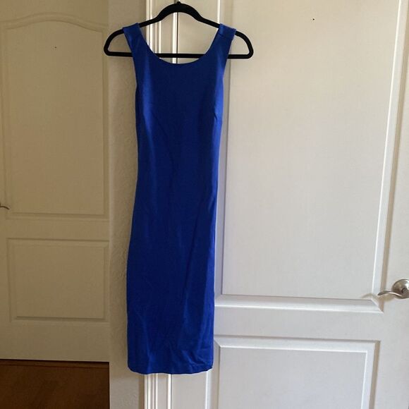 Guess Sleeveless Jewel Neck Cocktail Body Con Dress Royal Blue S Nwt - Picture 3 of 8